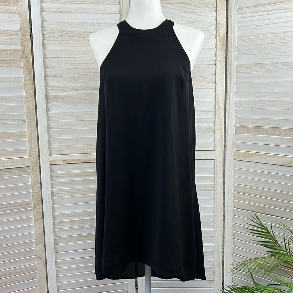 ASTR Halter LBD Beaded T-Back Shift Mini Dress Medium